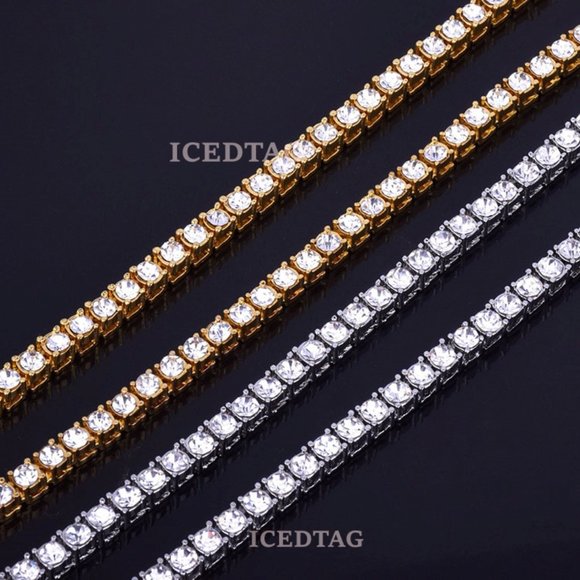 Full Iced Out White Gold PT Tennis Necklace - Picture 3 of 3